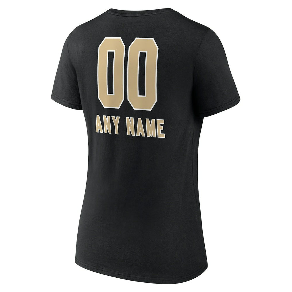 New Orleans Saints  Women's Personalized Name & Number Team Wordmark V-Neck T-Shirt