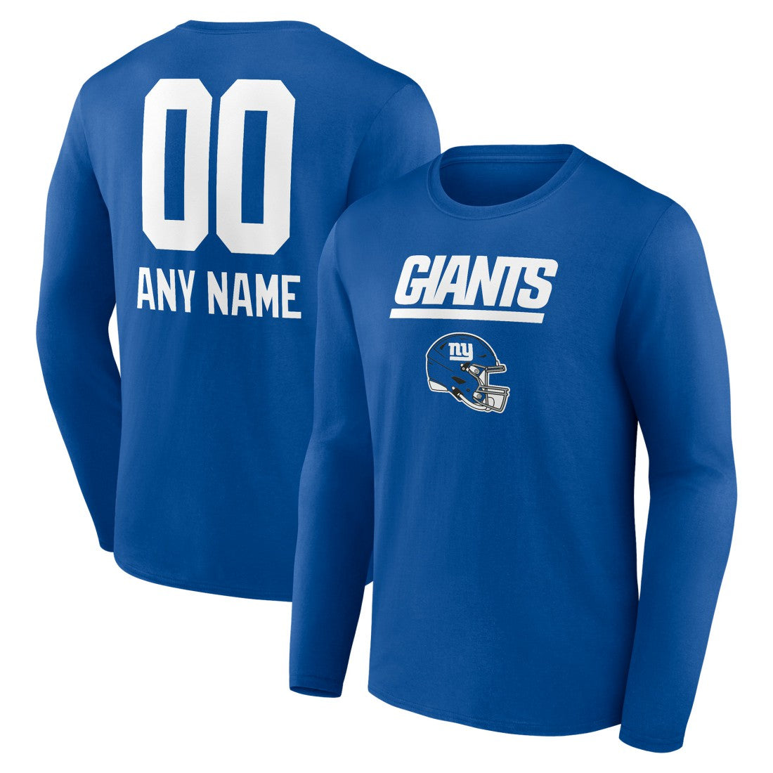 New York Giants  Personalized Name & Number Team Wordmark Long Sleeve T-Shirt
