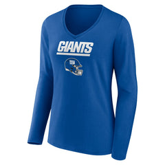 New York Giants  Women's Personalized Name & Number Team Wordmark Long Sleeve V-Neck T-Shirt