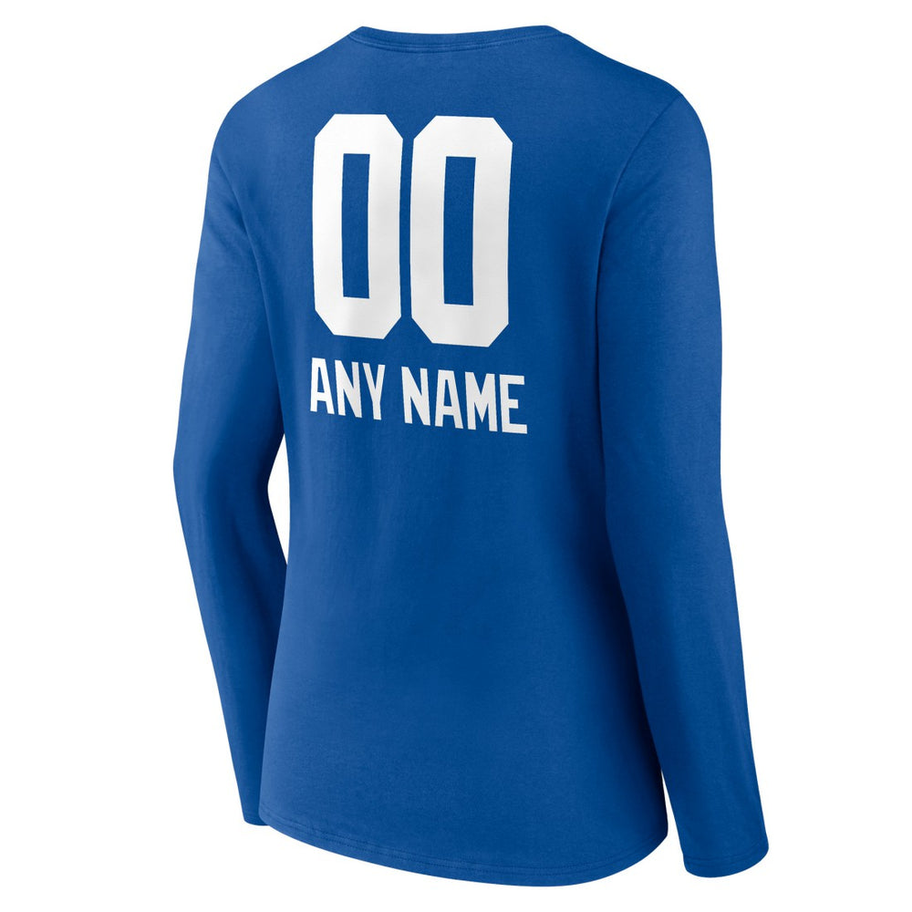 New York Giants  Women's Personalized Name & Number Team Wordmark Long Sleeve V-Neck T-Shirt
