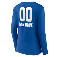 New York Giants  Women's Personalized Name & Number Team Wordmark Long Sleeve V-Neck T-Shirt