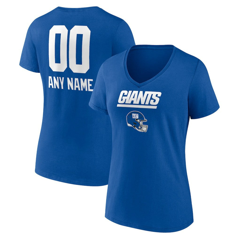 New York Giants  Women's Personalized Name & Number Team Wordmark V-Neck T-Shirt