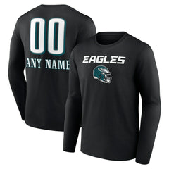 Philadelphia Eagles  Personalized Name & Number Team Wordmark Long Sleeve T-Shirt