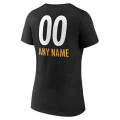Pittsburgh Steelers  Women's Personalized Name & Number Team Wordmark V-Neck T-Shirt