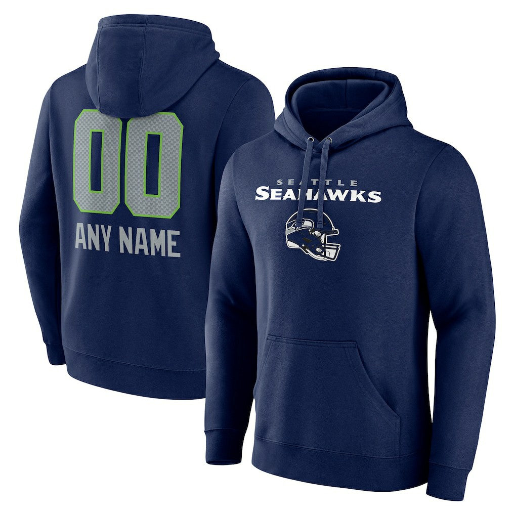 Seattle Seahawks  Personalized Name & Number Team Wordmark Pullover Hoodie