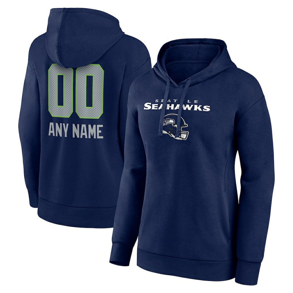 Seattle Seahawks  Women's Personalized Name & Number Team Wordmark Pullover Hoodie