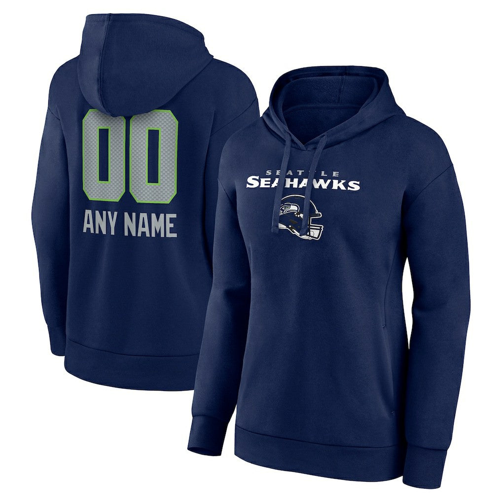 Seattle Seahawks  Women's Personalized Name & Number Team Wordmark Pullover Hoodie