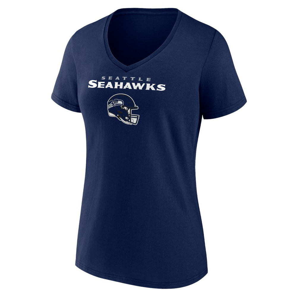 Seattle Seahawks  Women's Personalized Name & Number Team Wordmark V-Neck T-Shirt