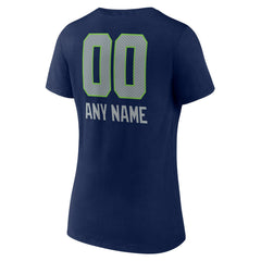 Seattle Seahawks  Women's Personalized Name & Number Team Wordmark V-Neck T-Shirt