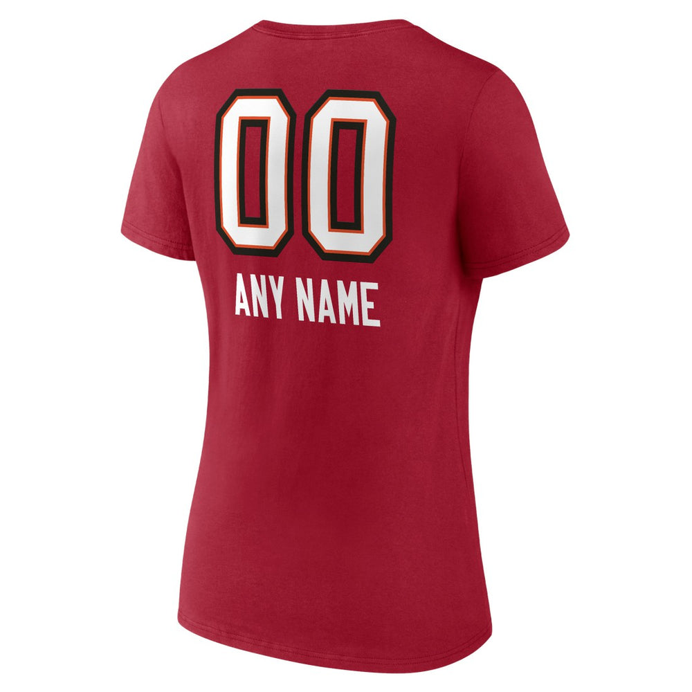 Tampa Bay Buccaneers  Women's Personalized Name & Number Team Wordmark V-Neck T-Shirt