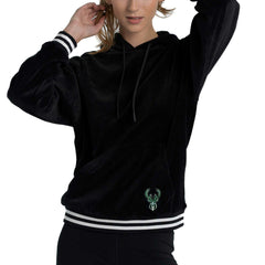 Milwaukee Bucks Lusso Women's Nellie Oversized Velour Pullover Hoodie For Sale
