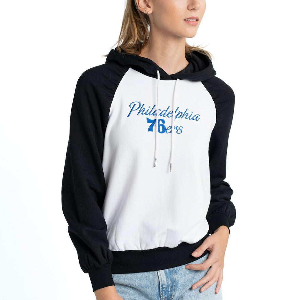 Philadelphia 76ers Lusso Women's Marlowe Tri-Blend Raglan Pullover Hoodie On Sale