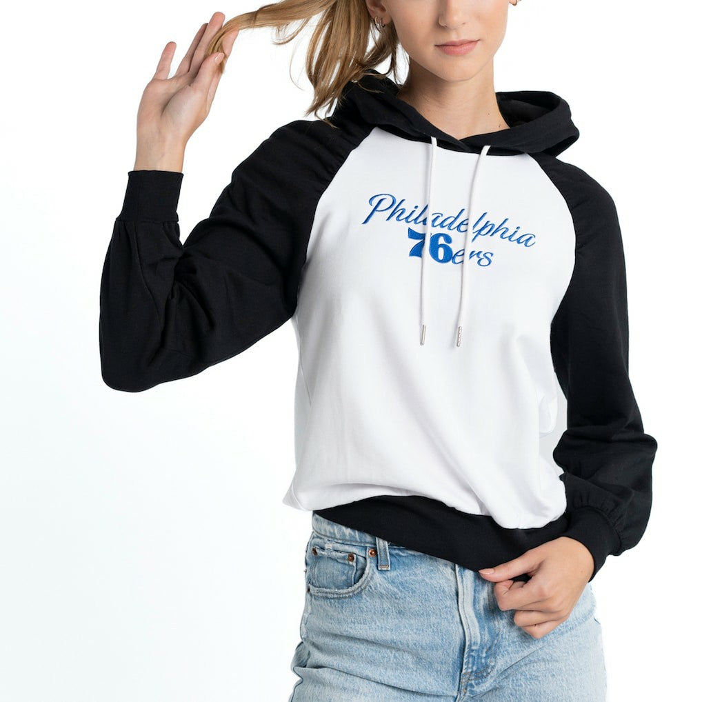 Philadelphia 76ers Lusso Women's Marlowe Tri-Blend Raglan Pullover Hoodie On Sale