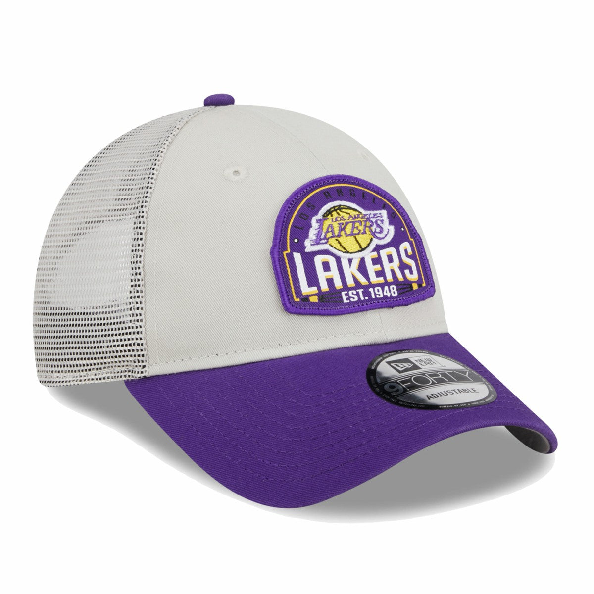 Los Angeles Lakers Throwback Patch Trucker 9FORTY Adjustable Hat Online