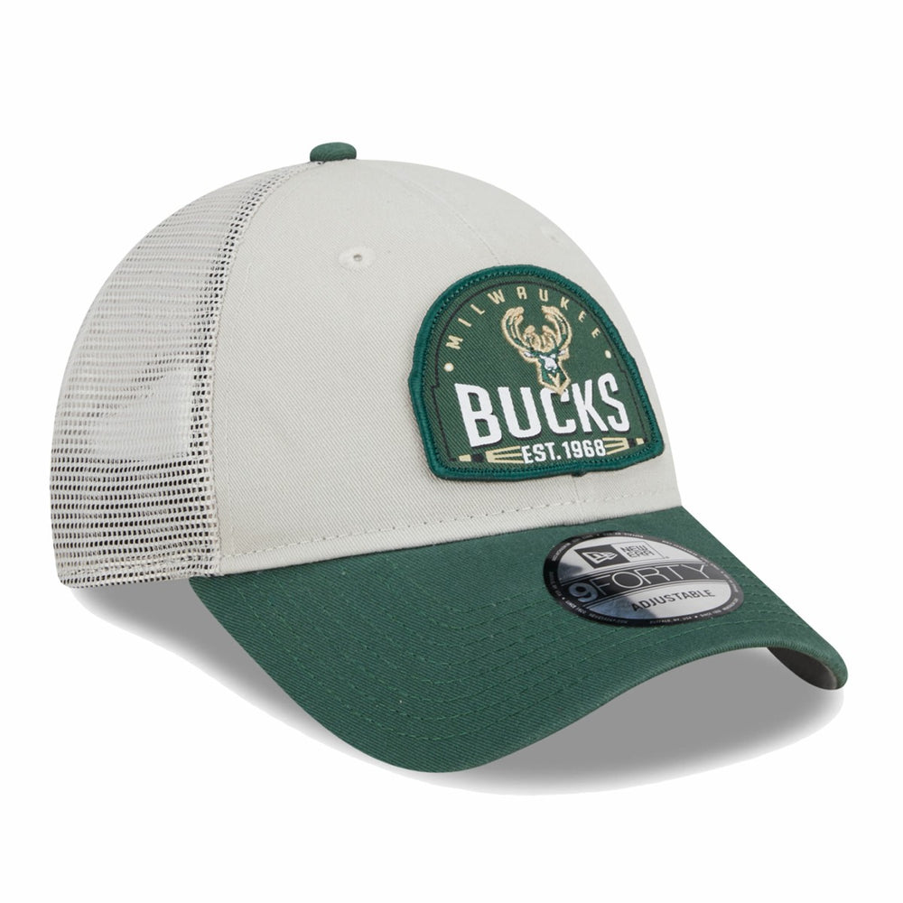 Milwaukee Bucks Throwback Patch Trucker 9FORTY Adjustable Hat Outlet