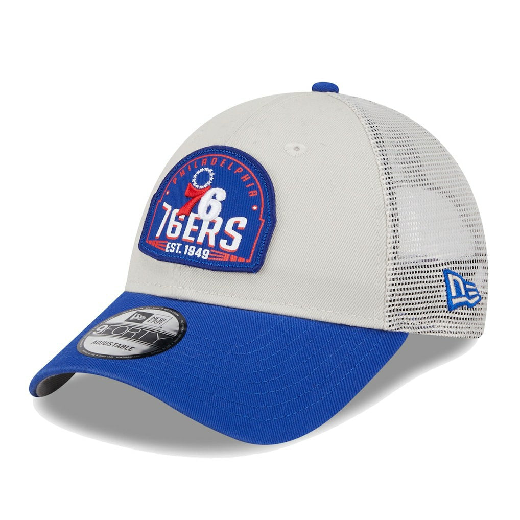 Philadelphia 76ers Throwback Patch Trucker 9FORTY Adjustable Hat Online