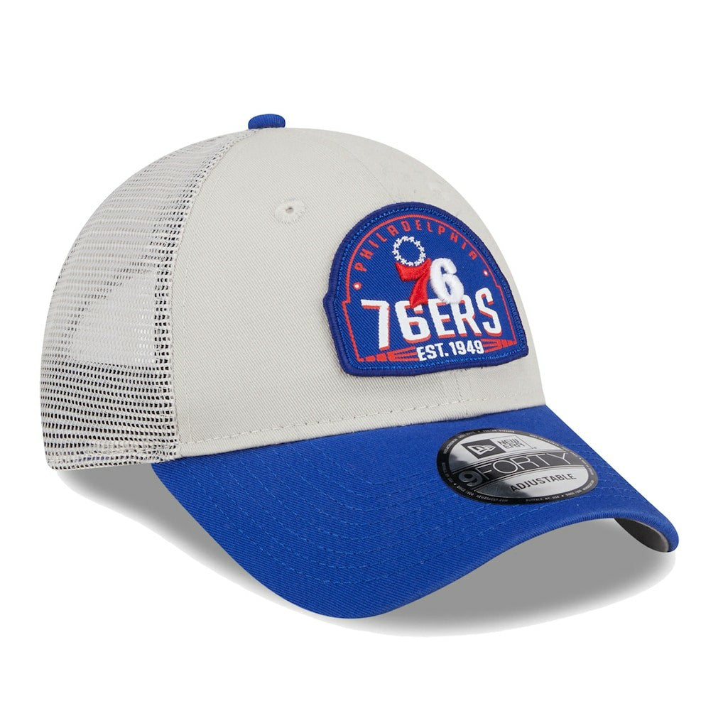 Philadelphia 76ers Throwback Patch Trucker 9FORTY Adjustable Hat Online
