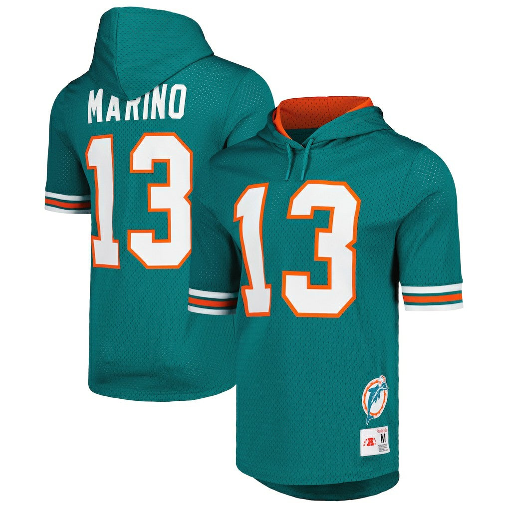 Miami Dolphins Mitchell & Ness Dan Marino  Retired Player Name & Number Mesh Hoodie T-Shirt