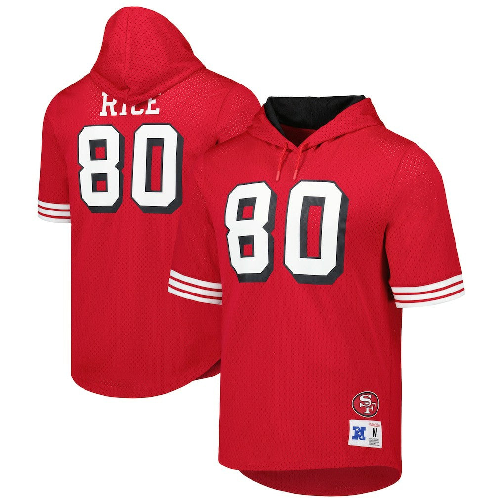 San Francisco 49ers Mitchell & Ness Jerry Rice  Retired Player Name & Number Mesh Hoodie T-Shirt