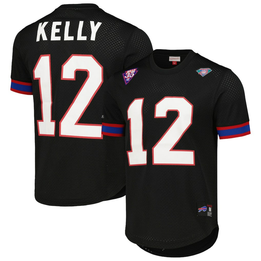 Buffalo Bills Mitchell & Ness Jim Kelly  Retired Player Name & Number Mesh Top
