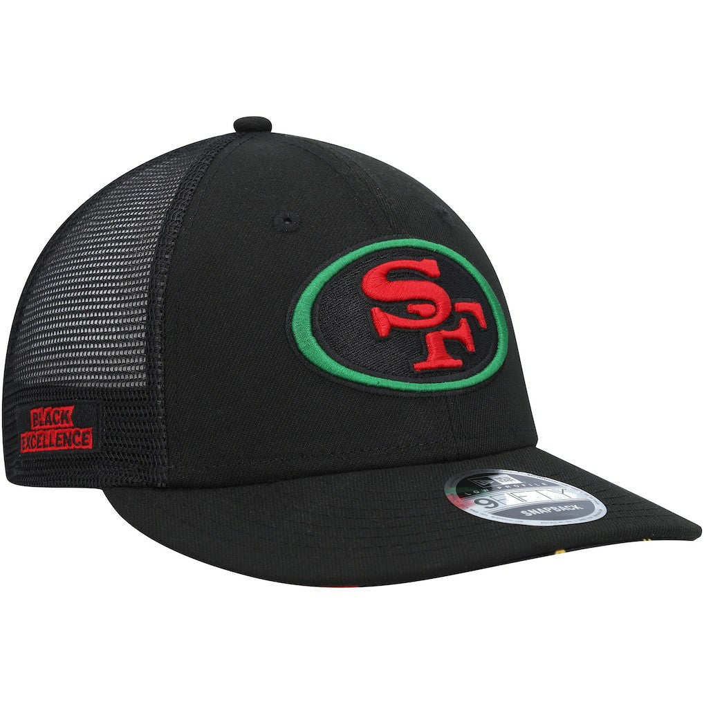 San Francisco 49ers New Era Black Excellence Collection Trucker Low Profile 9FIFTY Snapback Hat