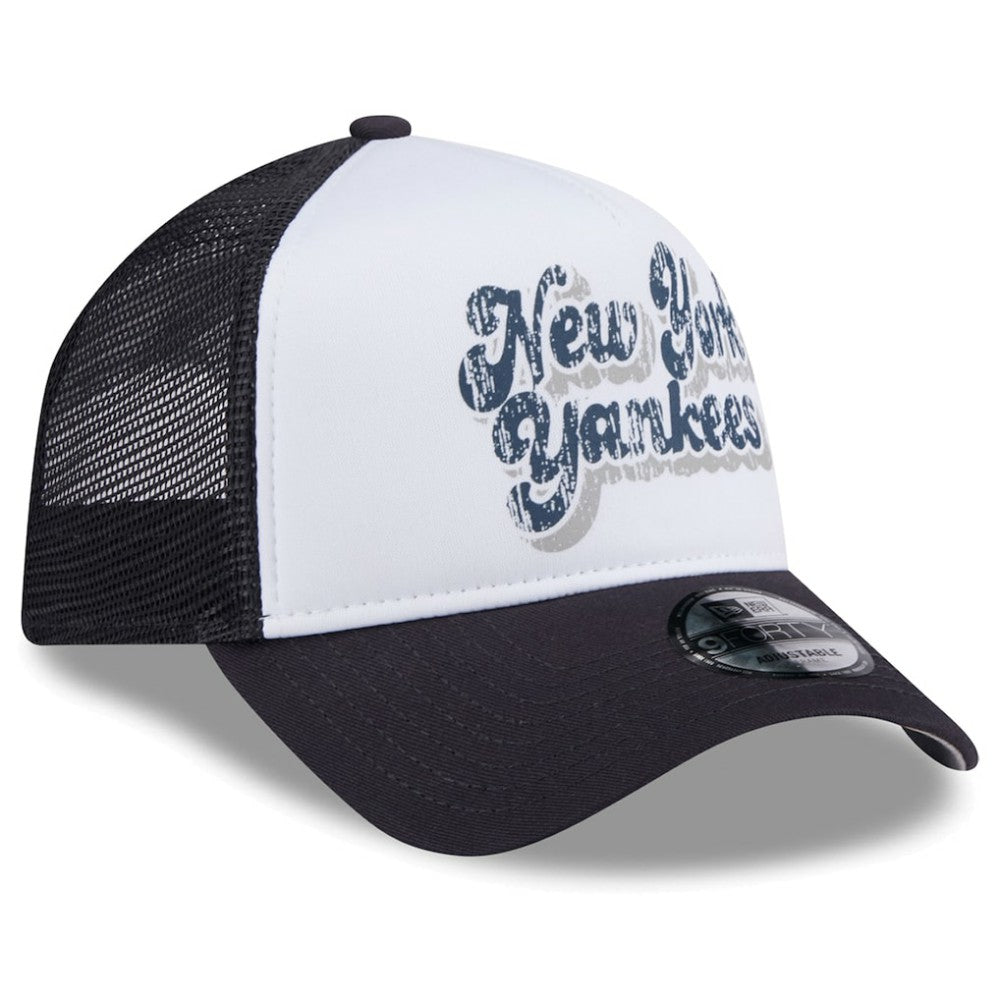 New York Yankees New Era Women's Throwback Team Foam Front A-Frame Trucker 9FORTY Adjustable Hat | MLB Discount