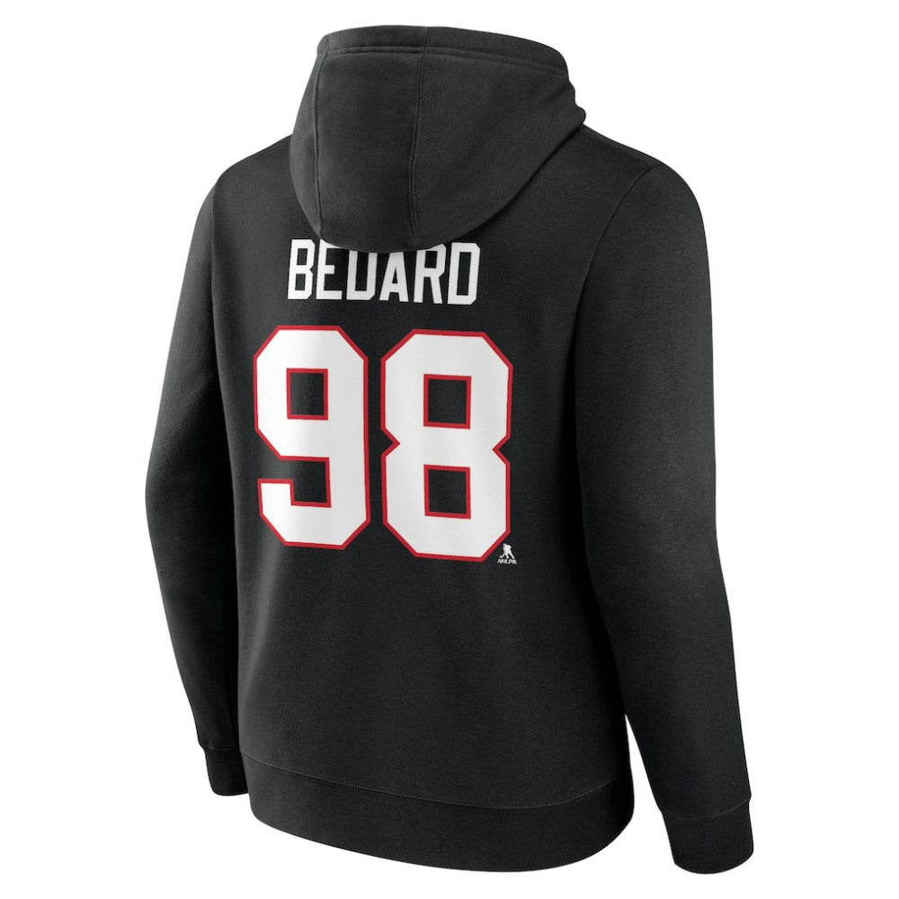 Connor Bedard Chicago Blackhawks Fanatics Authentic Stack Name & Number Tri-Blend Pullover Hoodie Outlet