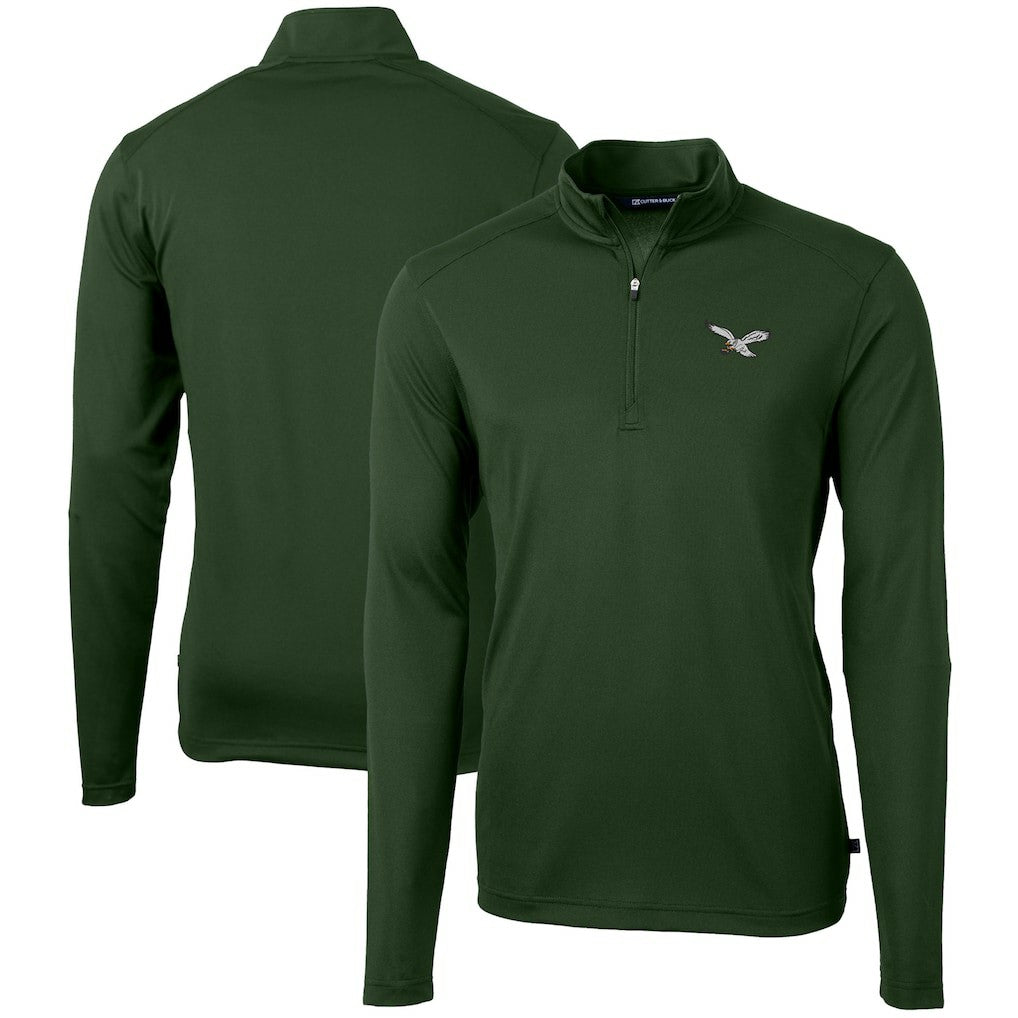 Philadelphia Eagles  Cutter & Buck Virtue Eco Pique Recycled Quarter-Zip Pullover
