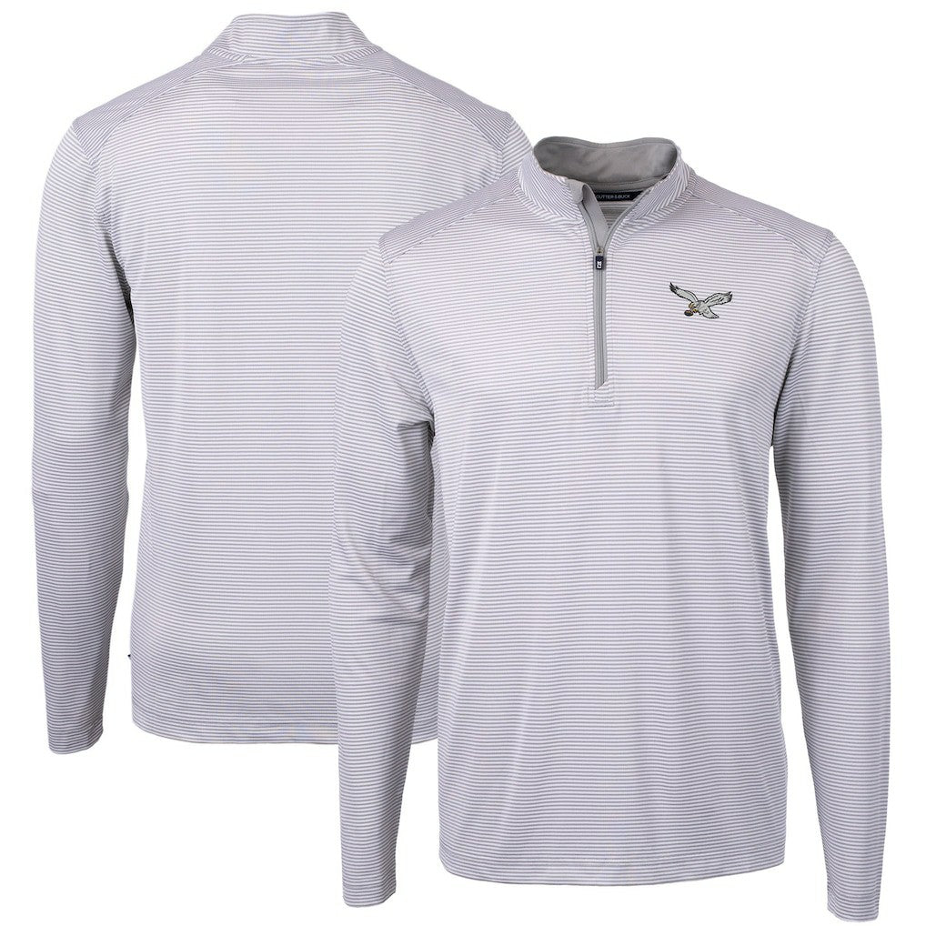 Philadelphia Eagles  Cutter & Buck Virtue Eco Pique Micro Stripe Recycled Quarter-Zip Pullover Top