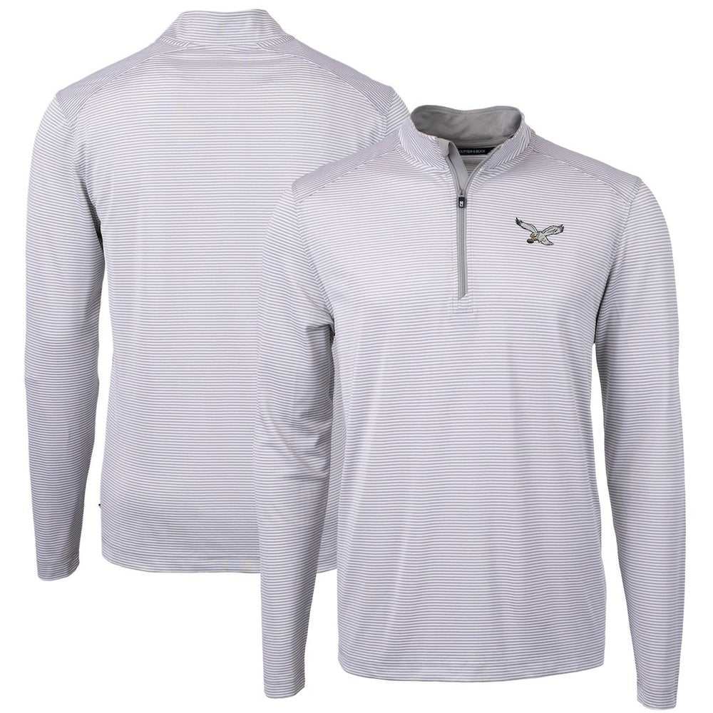 Philadelphia Eagles  Cutter & Buck Virtue Eco Pique Micro Stripe Recycled Quarter-Zip Pullover Top