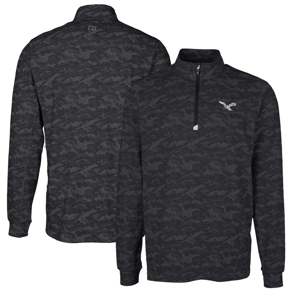 Philadelphia Eagles  Cutter & Buck Traverse Camo Print Stretch Quarter-Zip Pullover