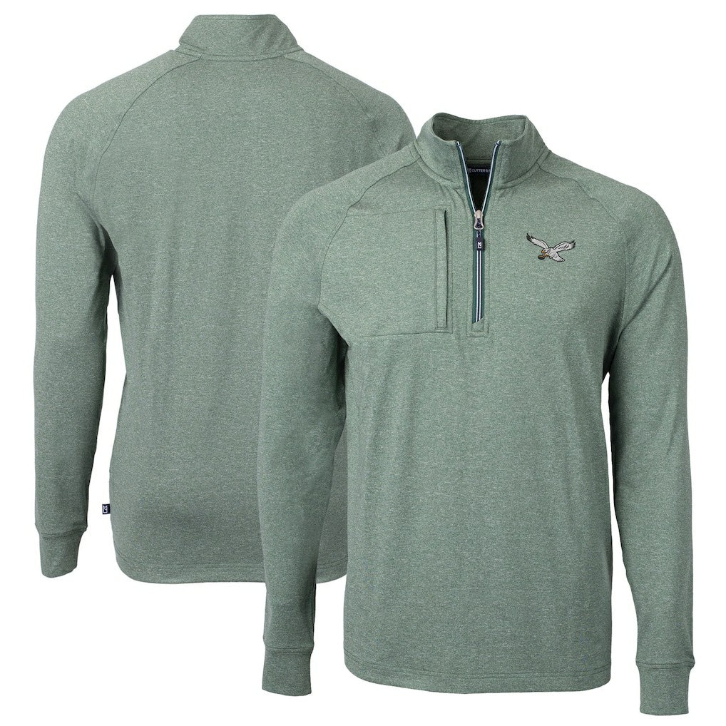 Philadelphia Eagles  Cutter & Buck Adapt Eco Knit Heathered Recycled Quarter-Zip Pullover