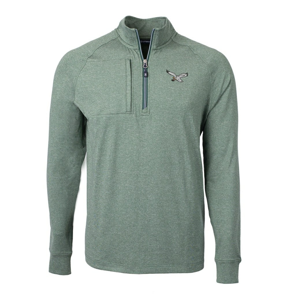 Philadelphia Eagles  Cutter & Buck Adapt Eco Knit Heathered Recycled Quarter-Zip Pullover