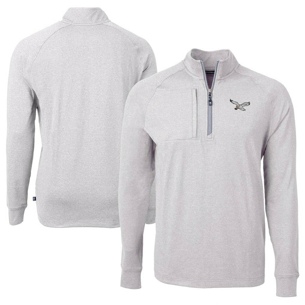 Philadelphia Eagles  Cutter & Buck Adapt Eco Knit Heathered Recycled Quarter-Zip Pullover