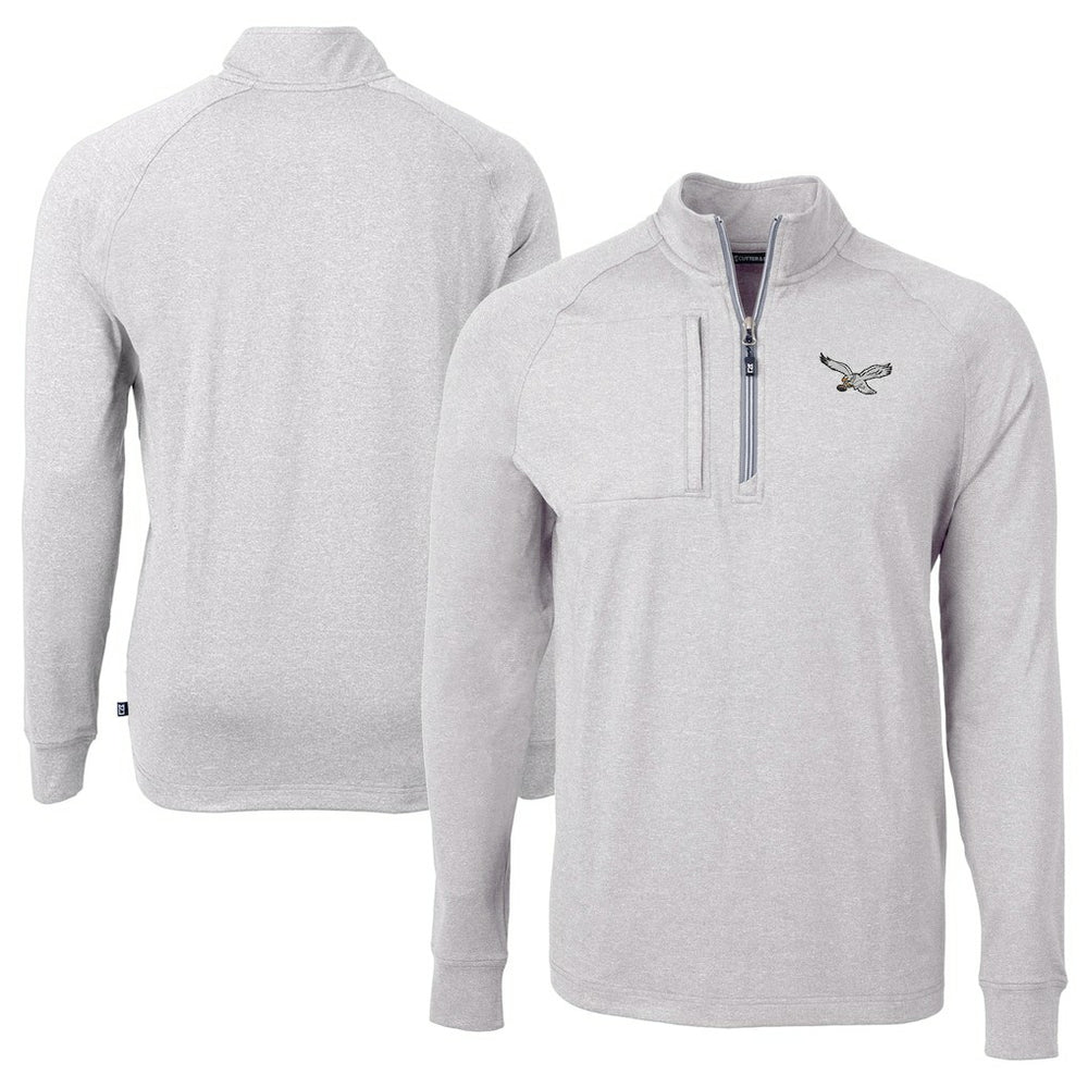 Philadelphia Eagles  Cutter & Buck Adapt Eco Knit Heathered Recycled Quarter-Zip Pullover