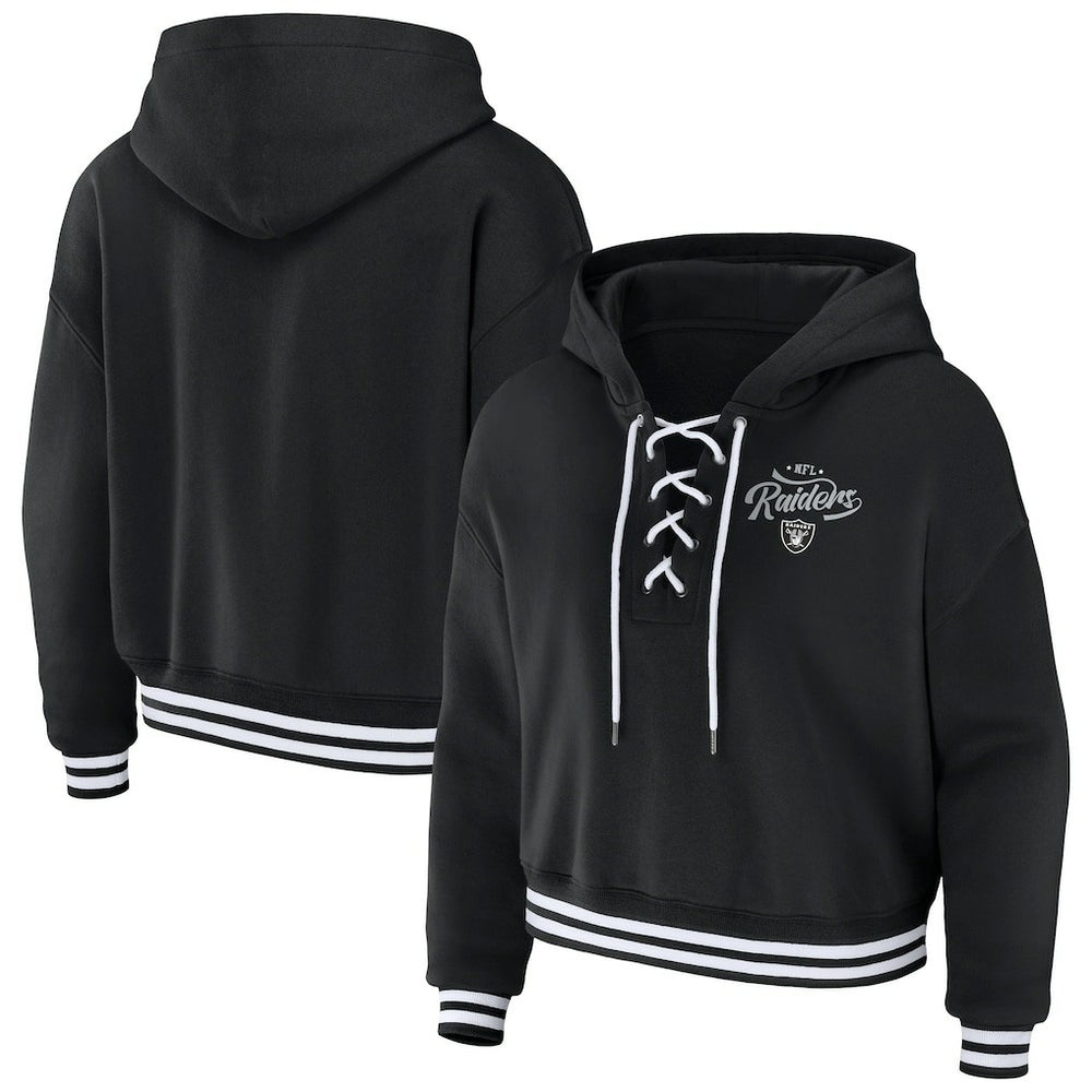 Las Vegas Raiders  WEAR by Erin Andrews Women's Lace-Up Pullover Hoodie