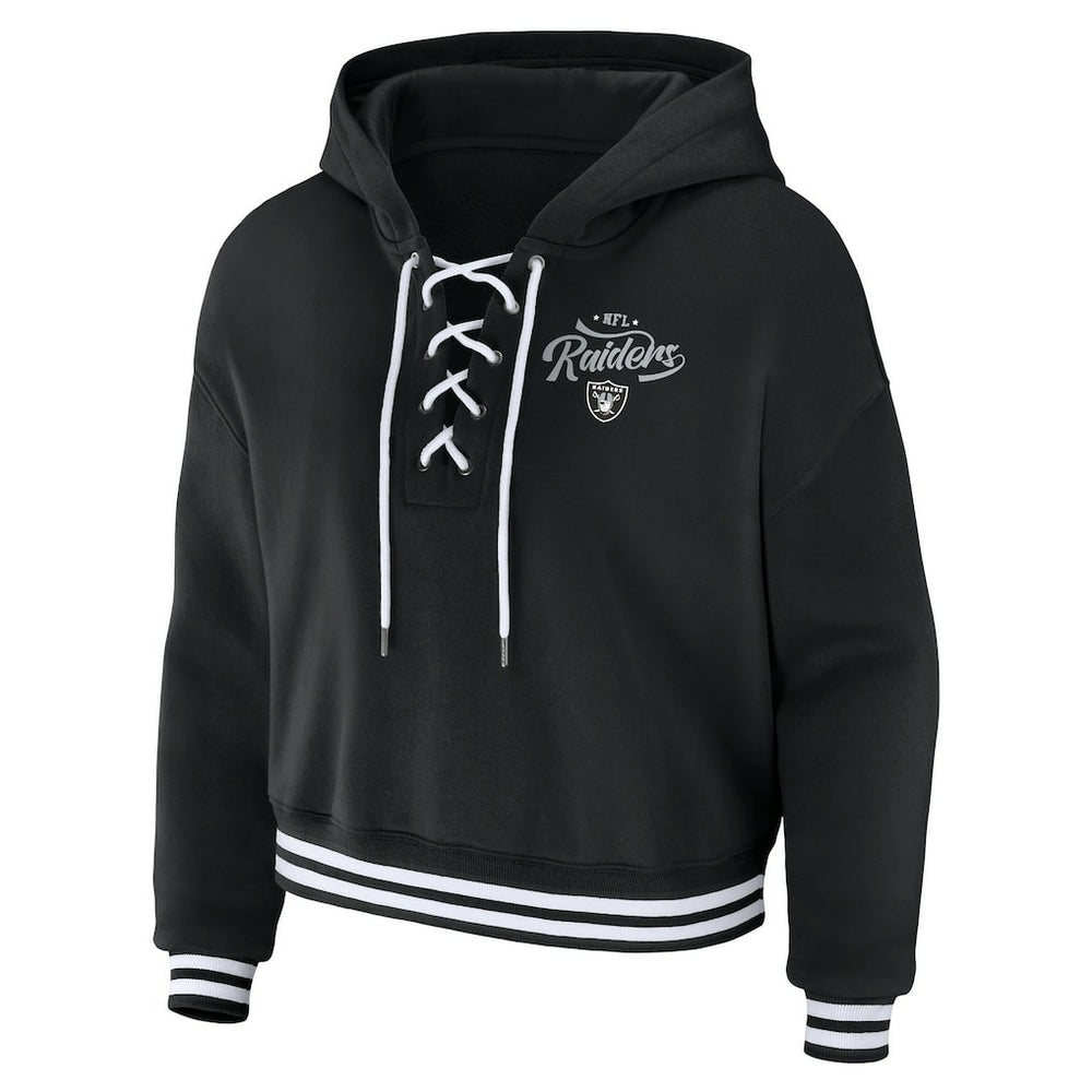 Las Vegas Raiders  WEAR by Erin Andrews Women's Lace-Up Pullover Hoodie