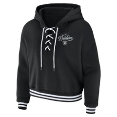 Las Vegas Raiders  WEAR by Erin Andrews Women's Lace-Up Pullover Hoodie