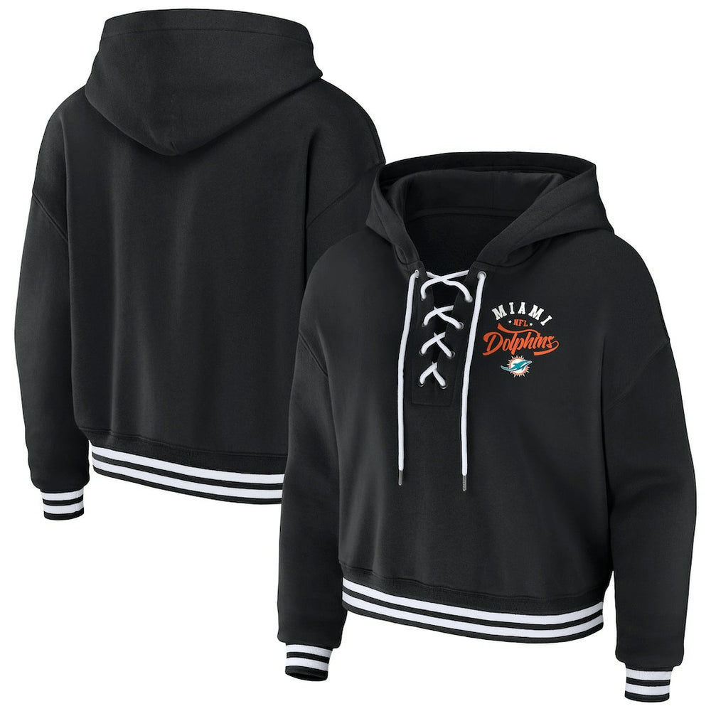 Miami Dolphins  WEAR by Erin Andrews Women's Lace-Up Pullover Hoodie