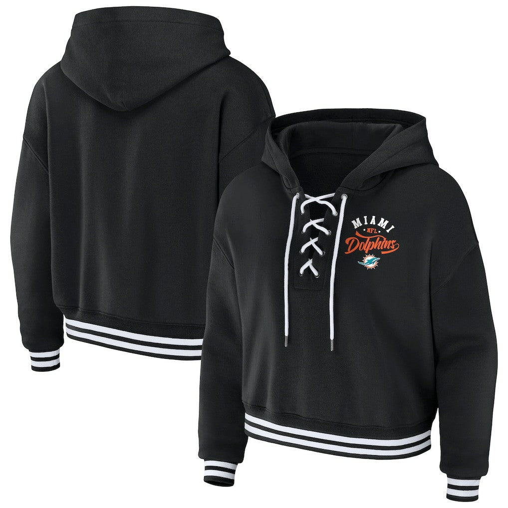 Miami Dolphins  WEAR by Erin Andrews Women's Lace-Up Pullover Hoodie