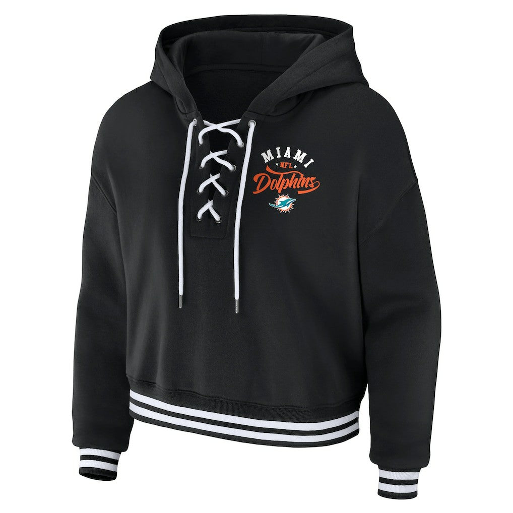 Miami Dolphins  WEAR by Erin Andrews Women's Lace-Up Pullover Hoodie