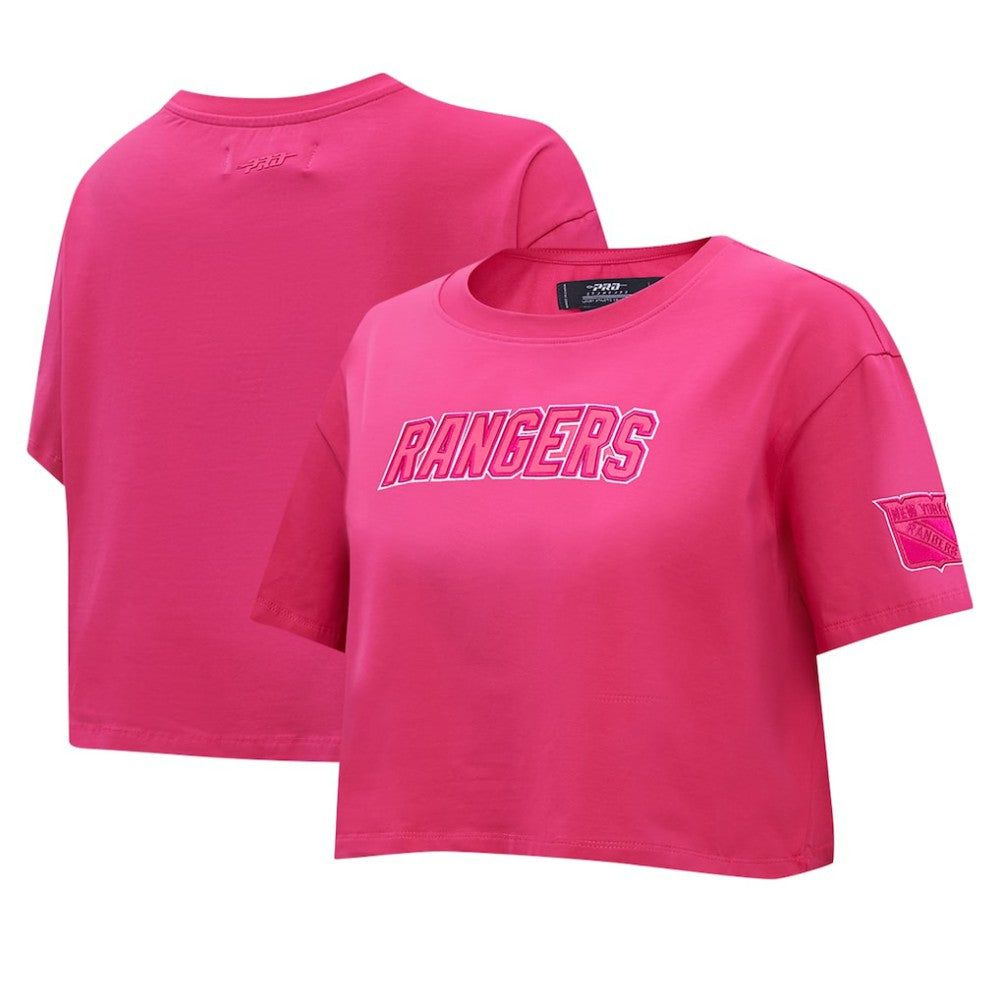New York Rangers Pro Standard Women's Triple Pink Cropped Boxy T-Shirt On Sale