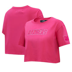 New York Rangers Pro Standard Women's Triple Pink Cropped Boxy T-Shirt On Sale