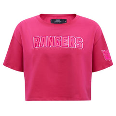 New York Rangers Pro Standard Women's Triple Pink Cropped Boxy T-Shirt On Sale