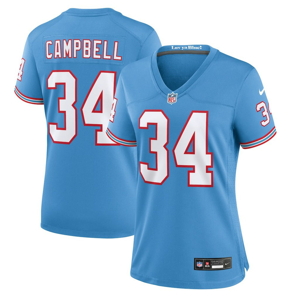 Tennessee Titans Nike Earl Campbell  Women's Oilers Throwback Retired Player Game Jersey