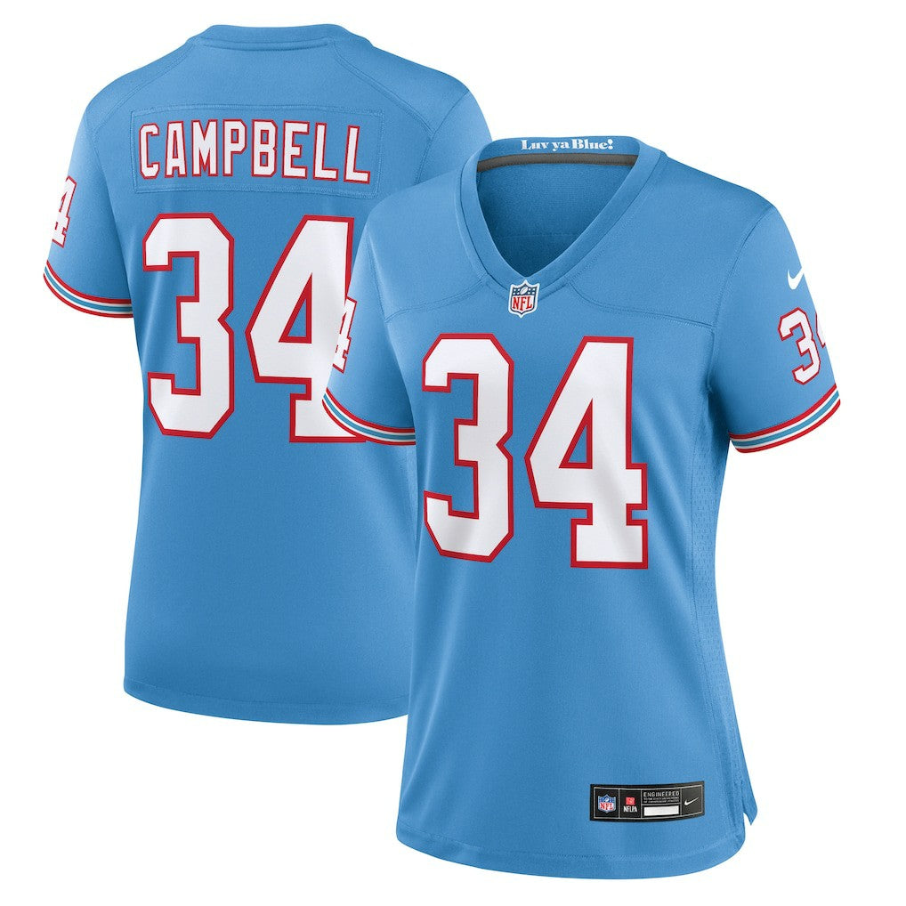 Tennessee Titans Nike Earl Campbell  Women's Oilers Throwback Retired Player Game Jersey