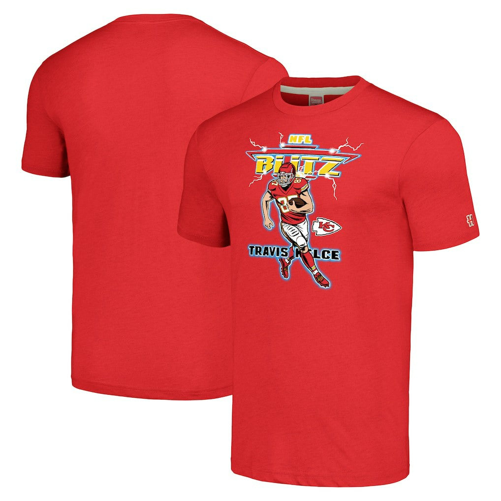 Kansas City Chiefs  Travis Kelce  Homage Unisex NFL Blitz Player Tri-Blend T-Shirt