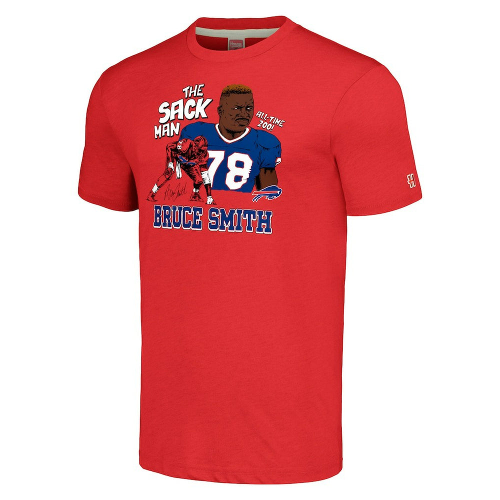 Buffalo Bills  Bruce Smith  Homage Unisex Caricature Retired Player Tri-Blend T-Shirt