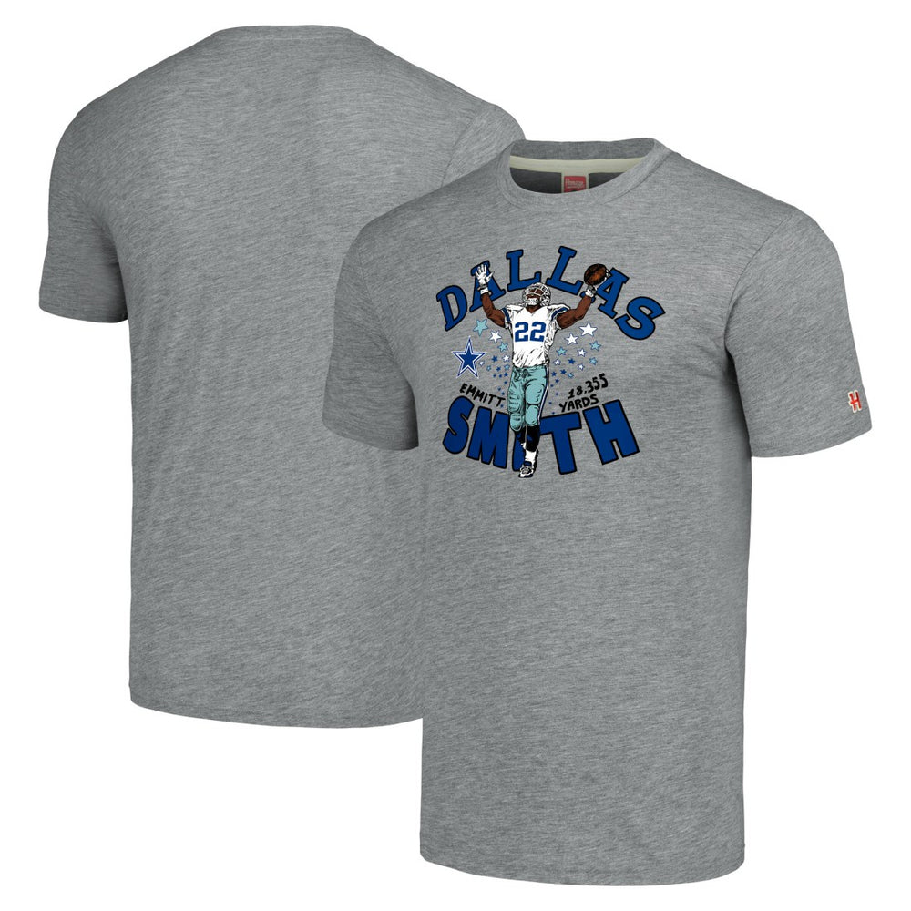 Dallas Cowboys  Emmitt Smith  Homage Unisex Caricature Retired Player Tri-Blend T-Shirt
