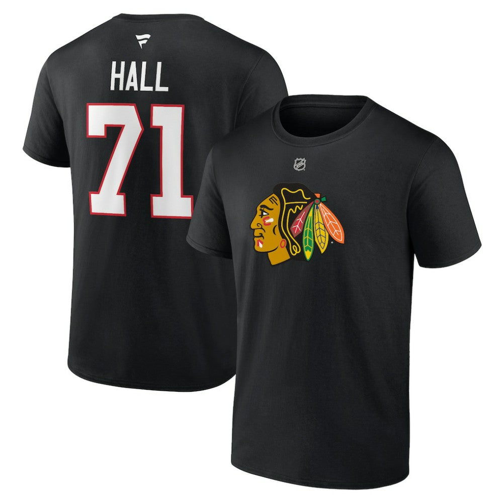 Taylor Hall Chicago Blackhawks Fanatics Authentic Stack Name & Number T-Shirt On Sale
